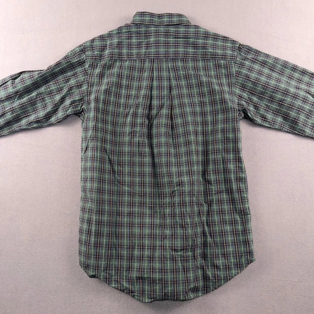 Ralph Lauren Kids Green Navy Plaid Button Down Shirt M 10-12 323141882